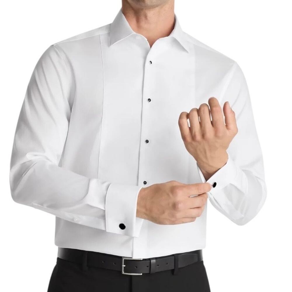 Calvin Klein Men’s Slim Fit Tailored Occasion Tuxedo Shirt White Size 17